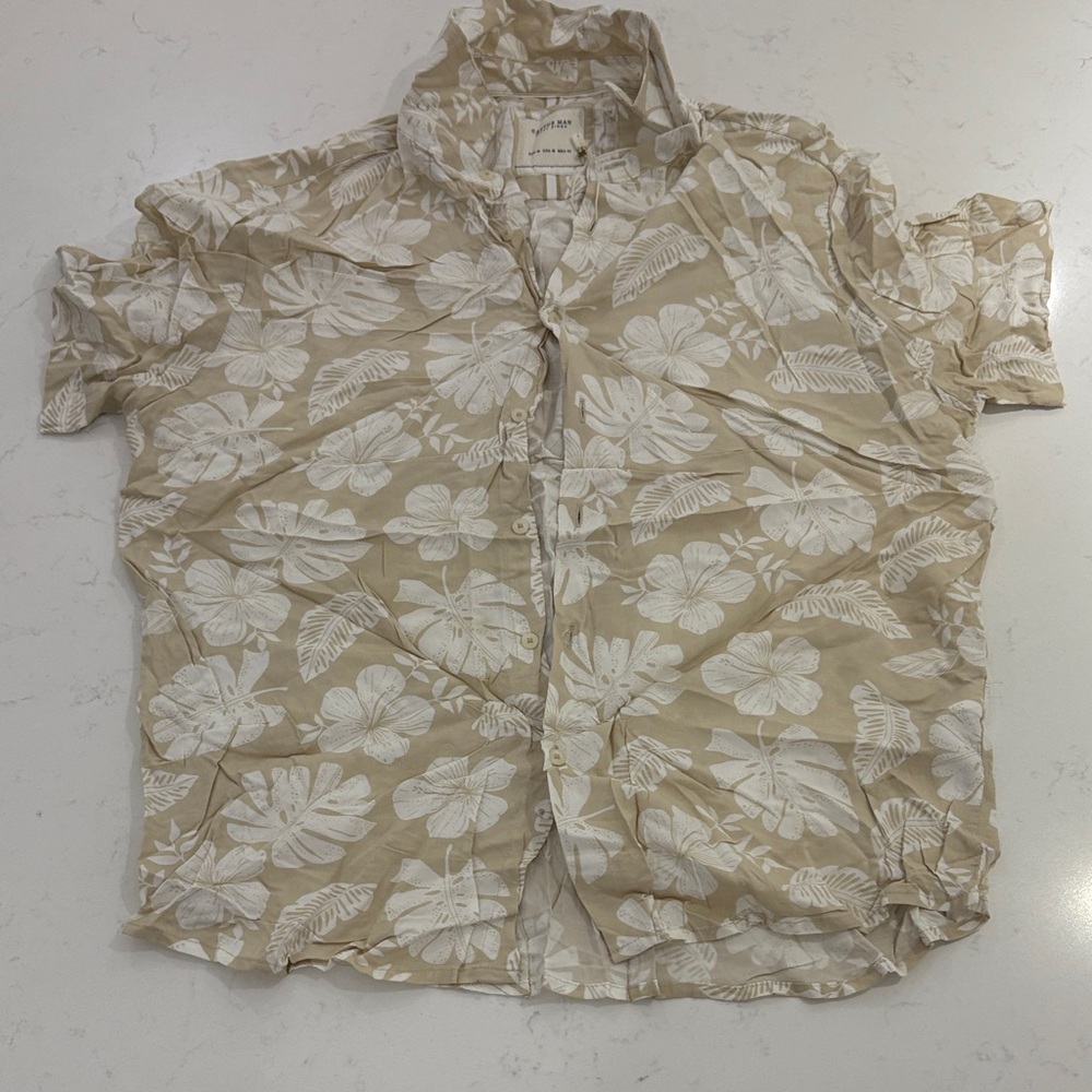 Men's Beige Floral Shirt